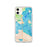 Custom iPhone 11 Mackinac Straits Michigan Map Phone Case in Watercolor