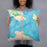 Person holding 18x18 Custom Mackinac Straits Michigan Map Throw Pillow in Watercolor