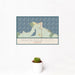 12x18 Mackinaw City Michigan Map Print Landscape Orientation in Woodblock Style With Small Cactus Plant in White Planter