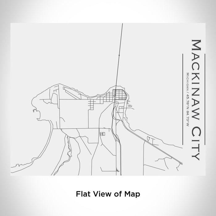 Rendered View of Mackinaw City Michigan Map Engraving on 20oz Stainless Steel Insulated Bottle with Bamboo Top in White