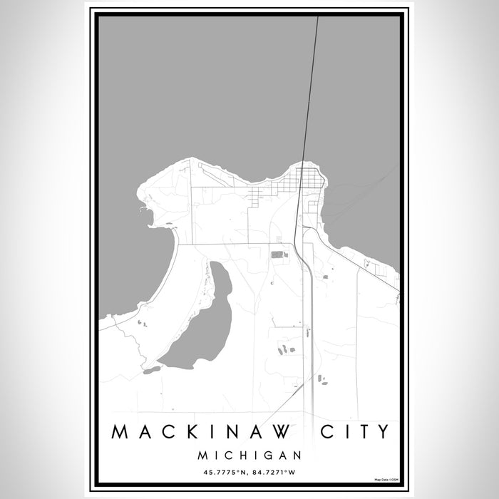 Mackinaw City Michigan Map Print Portrait Orientation in Classic Style With Shaded Background