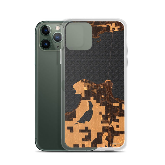 Custom Mackinaw City Michigan Map Phone Case in Ember