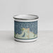 Front View Custom Mackinaw City Michigan Map Enamel Mug in Woodblock
