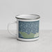 Left View Custom Mackinaw City Michigan Map Enamel Mug in Woodblock