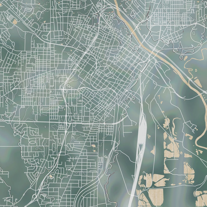 Macon Georgia Map Print in Afternoon Style Zoomed In Close Up Showing Details