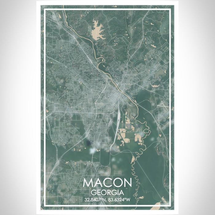 Macon Georgia Map Print Portrait Orientation in Afternoon Style With Shaded Background