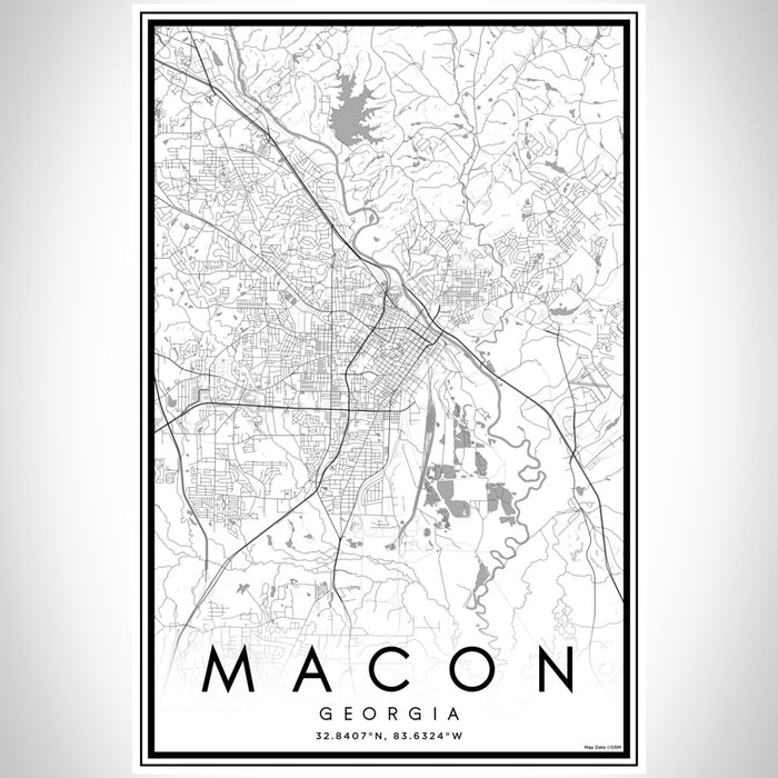 Macon Georgia Map Print Portrait Orientation in Classic Style With Shaded Background