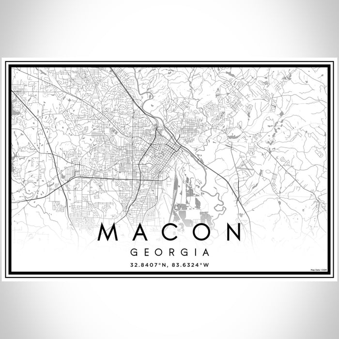 Macon Georgia Map Print Landscape Orientation in Classic Style With Shaded Background