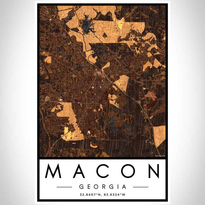 Macon Georgia Map Print Portrait Orientation in Ember Style With Shaded Background