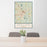 24x36 Macon Georgia Map Print Portrait Orientation in Woodblock Style Behind 2 Chairs Table and Potted Plant