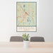 24x36 Macon Georgia Map Print Portrait Orientation in Woodblock Style Behind 2 Chairs Table and Potted Plant