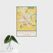 16x24 Madera California Map Print Portrait Orientation in Woodblock Style With Tropical Plant Leaves in Water