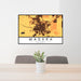 24x36 Madera California Map Print Lanscape Orientation in Ember Style Behind 2 Chairs Table and Potted Plant