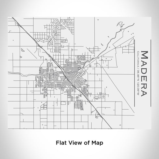 Rendered View of Madera California Map Engraving on 20oz Stainless Steel Insulated Bottle with Bamboo Top in White