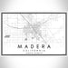 Madera California Map Print Landscape Orientation in Classic Style With Shaded Background