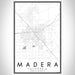 Madera California Map Print Portrait Orientation in Classic Style With Shaded Background
