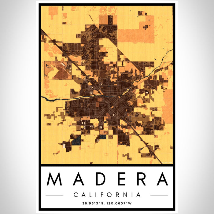 Madera - California Map Print in Ember โ JACE Maps