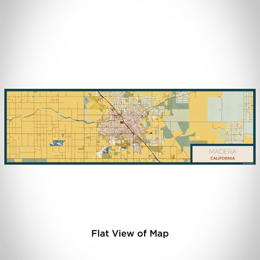 Flat View of Map Custom Madera California Map Enamel Mug in Woodblock