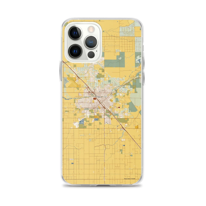 Custom iPhone 12 Pro Max Madera California Map Phone Case in Woodblock
