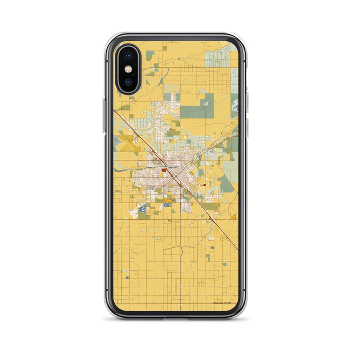 Custom iPhone X/XS Madera California Map Phone Case in Woodblock