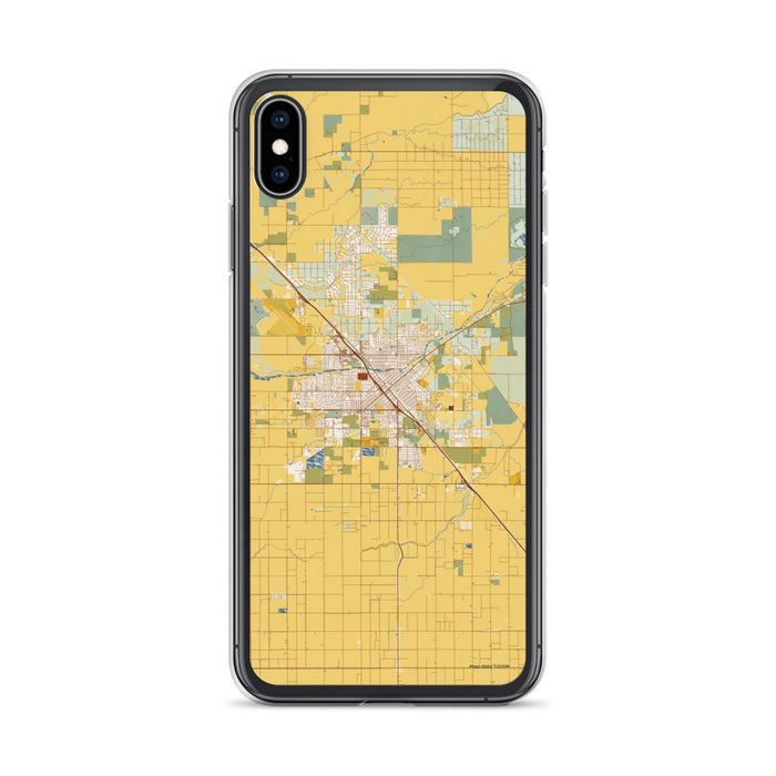 Custom iPhone XS Max Madera California Map Phone Case in Woodblock