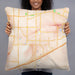 Person holding 22x22 Custom Madison Alabama Map Throw Pillow in Watercolor