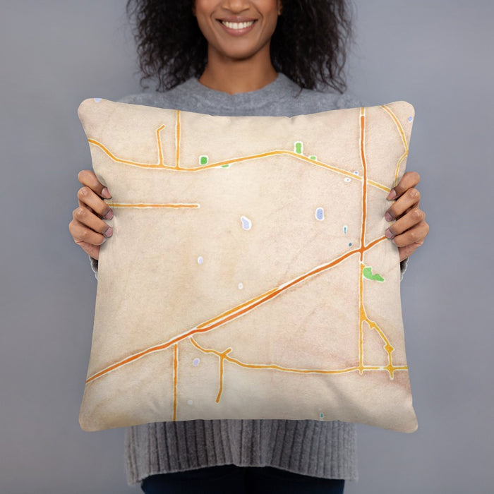 Person holding 18x18 Custom Madison Alabama Map Throw Pillow in Watercolor