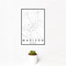 12x18 Madison Georgia Map Print Portrait Orientation in Classic Style With Small Cactus Plant in White Planter