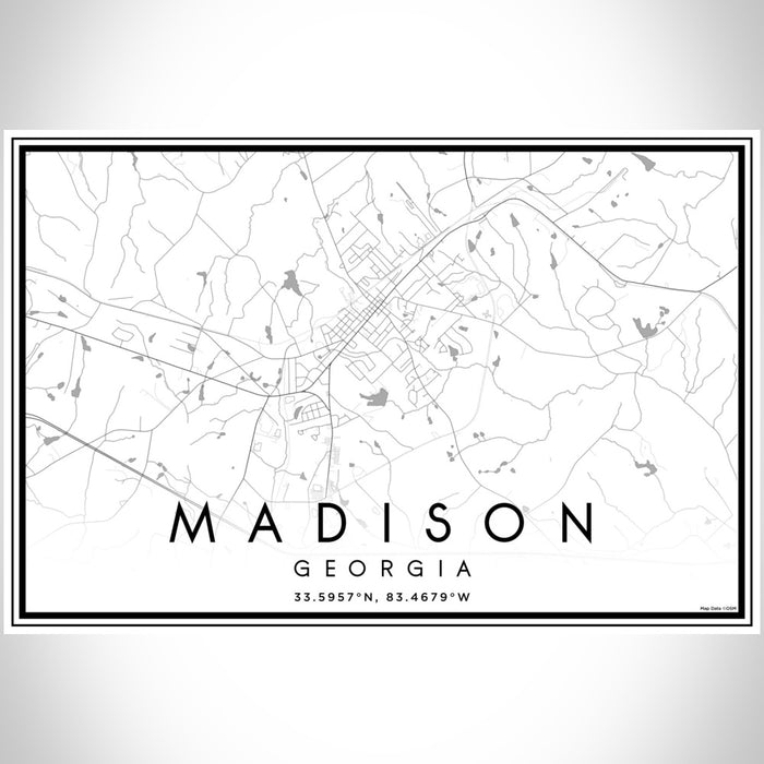 Madison Georgia Map Print Landscape Orientation in Classic Style With Shaded Background