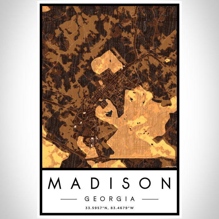 Madison Georgia Map Print Portrait Orientation in Ember Style With Shaded Background