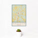 12x18 Madison Georgia Map Print Portrait Orientation in Woodblock Style With Small Cactus Plant in White Planter