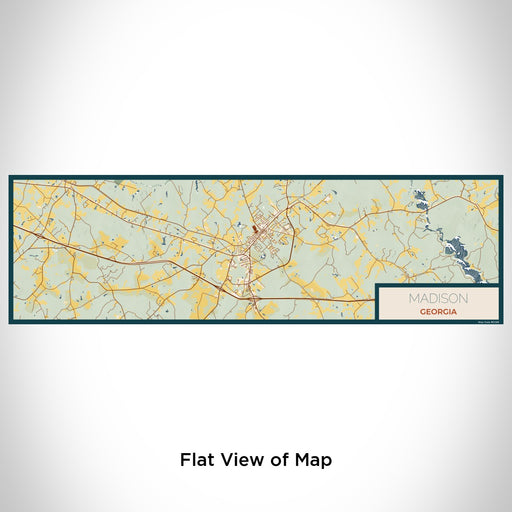 Flat View of Map Custom Madison Georgia Map Enamel Mug in Woodblock
