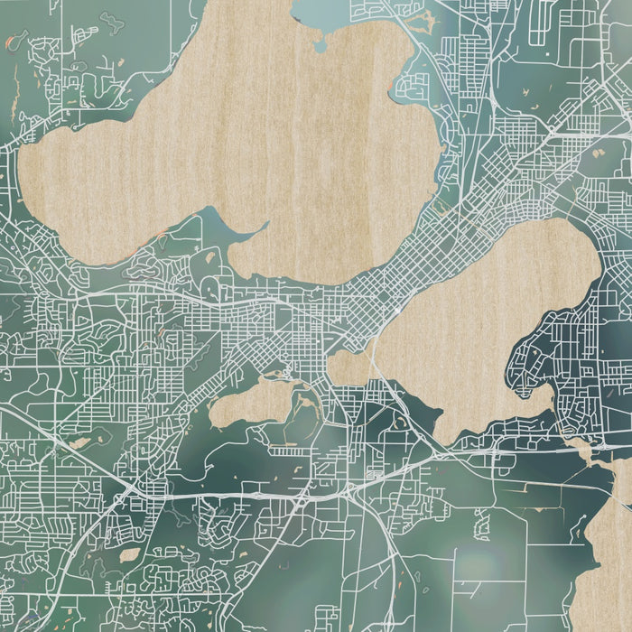 Madison Wisconsin Map Print in Afternoon Style Zoomed In Close Up Showing Details