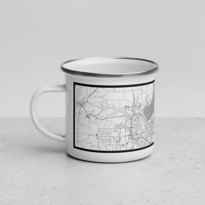 Left View Custom Madison Wisconsin Map Enamel Mug in Classic