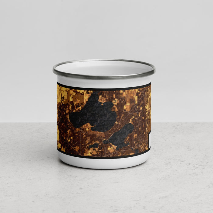 Front View Custom Madison Wisconsin Map Enamel Mug in Ember
