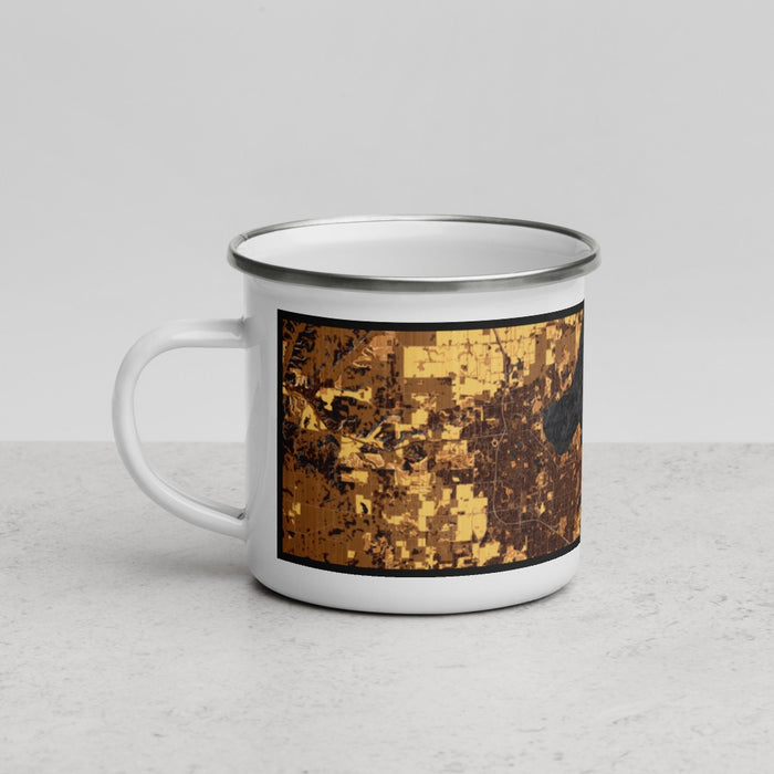 Left View Custom Madison Wisconsin Map Enamel Mug in Ember