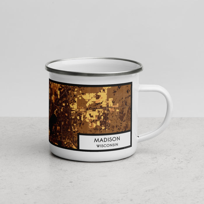 Right View Custom Madison Wisconsin Map Enamel Mug in Ember