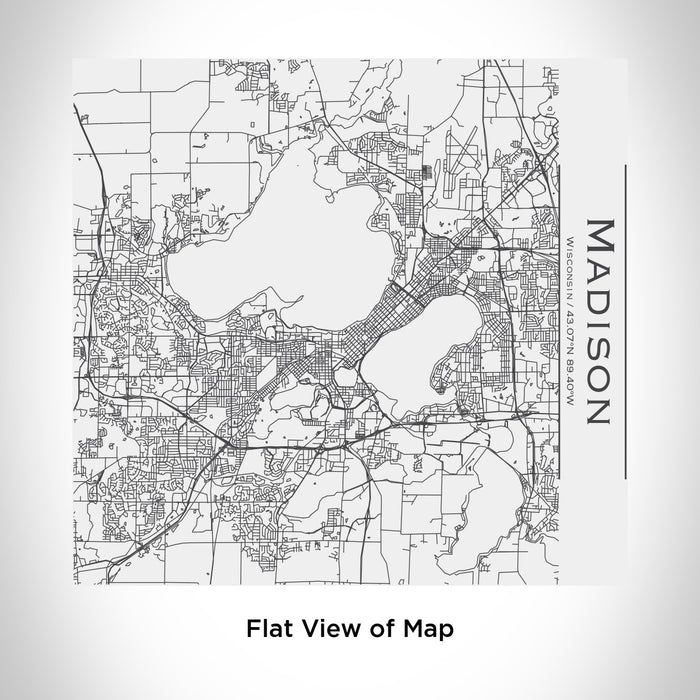 Rendered View of Madison Wisconsin Map Engraving on 17oz Stainless Steel Insulated Tumbler in White