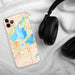 Custom Madison Wisconsin Map Phone Case in Watercolor on Table with Black Headphones