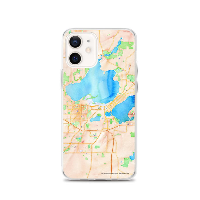 Custom Madison Wisconsin Map iPhone 12 Phone Case in Watercolor