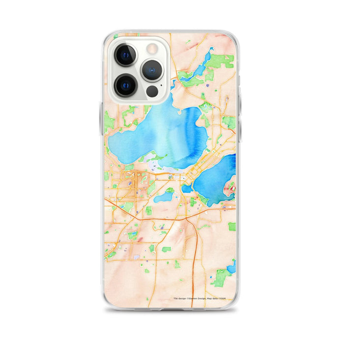Custom Madison Wisconsin Map iPhone 12 Pro Max Phone Case in Watercolor