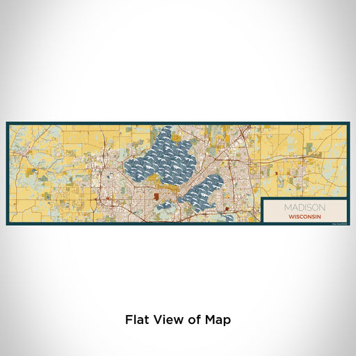 Flat View of Map Custom Madison Wisconsin Map Enamel Mug in Woodblock