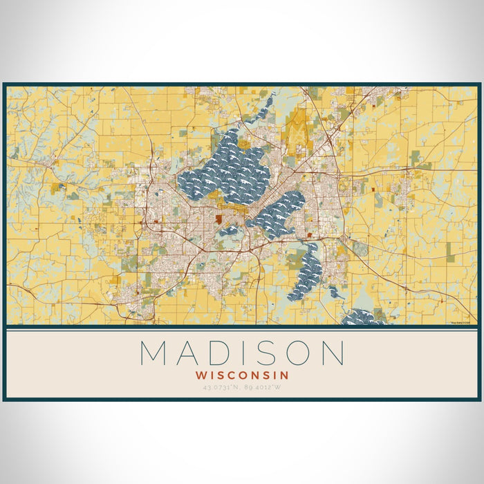 Madison World Map Madison - Wisconsin Map Print in Woodblock — JACE Maps