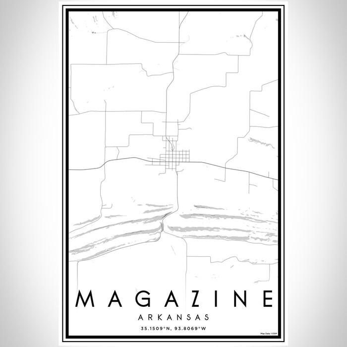 Magazine Arkansas Map Print Portrait Orientation in Classic Style With Shaded Background