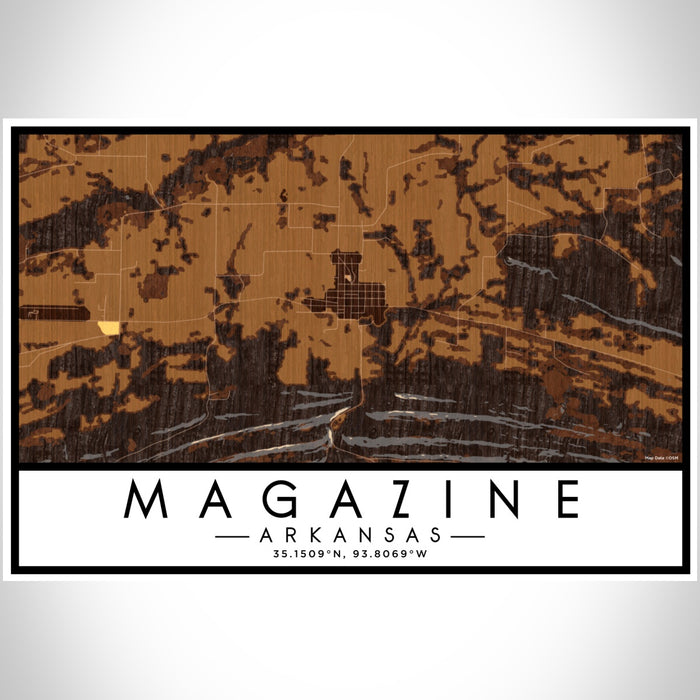 Magazine Arkansas Map Print Landscape Orientation in Ember Style With Shaded Background