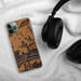 Custom Magazine Arkansas Map Phone Case in Ember on Table with Black Headphones