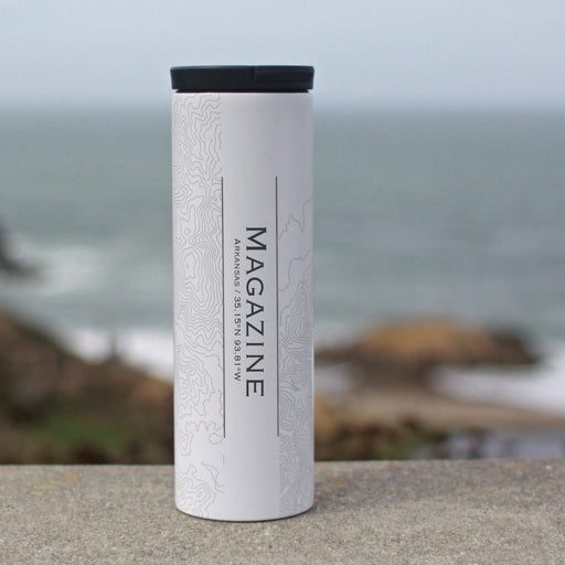 Magazine Arkansas Custom Engraved City Map Inscription Coordinates on 17oz Stainless Steel Insulated Tumbler in White