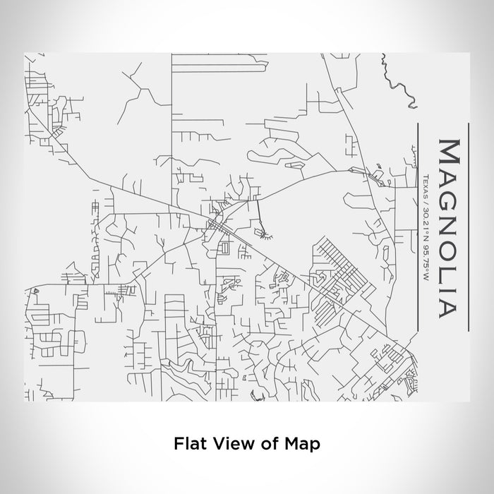 Rendered View of Magnolia Texas Map Engraving on 20oz Stainless Steel Insulated Bottle with Bamboo Top in White