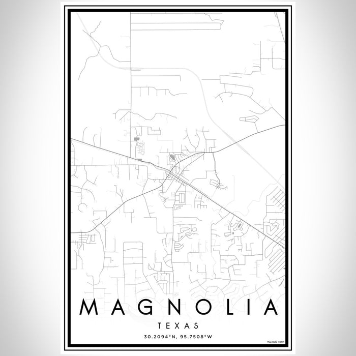 Magnolia Texas Map Print Portrait Orientation in Classic Style With Shaded Background