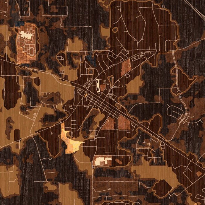 Magnolia Texas Map Print in Ember Style Zoomed In Close Up Showing Details